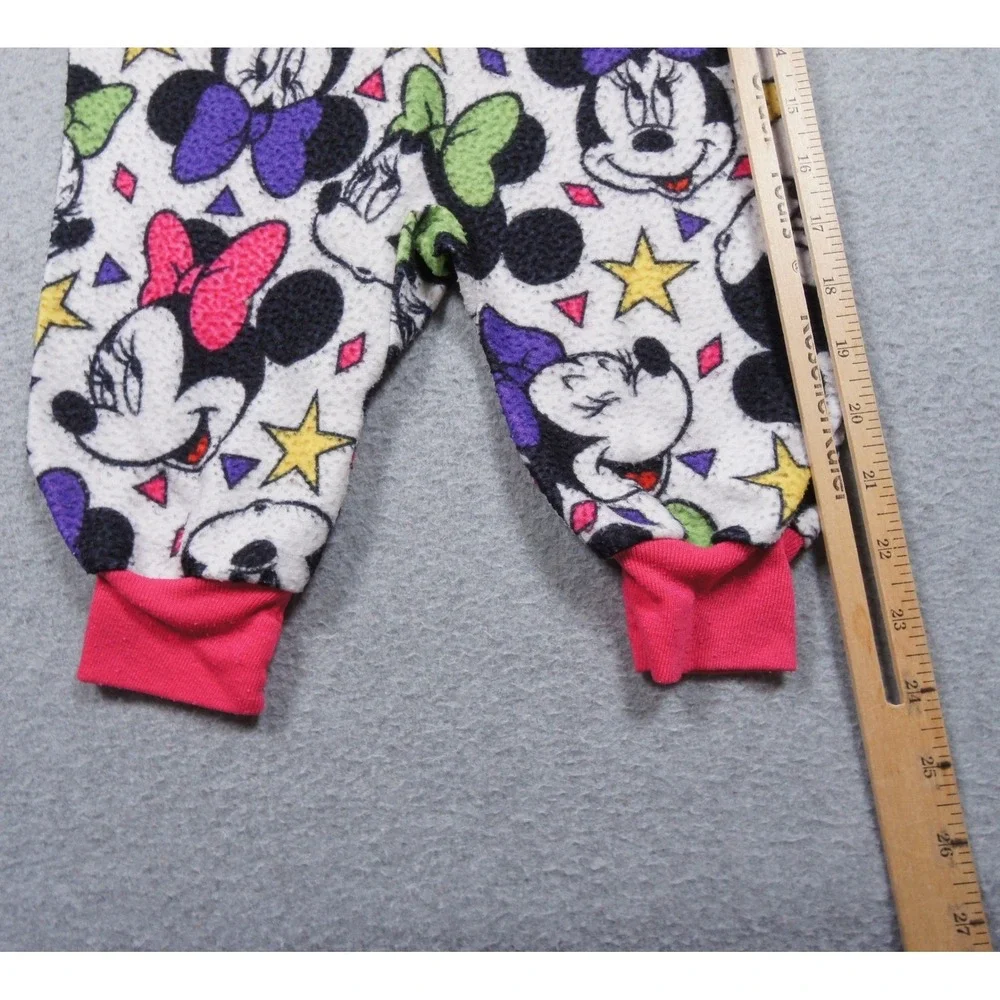 Vintage Disney Minnie Mouse Fleece Sleeper Pajamas Girls 2T 90s Mickey Stuff Zip